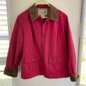 L.L. Bean Red Barn/Chore Coat with Brown Accents